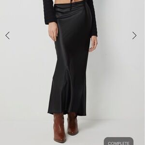 Ardenes Long Satin Skirt 
Black 
Size: Medium